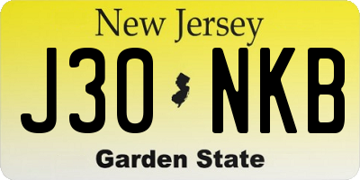 NJ license plate J30NKB