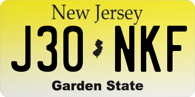NJ license plate J30NKF
