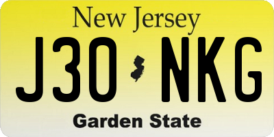 NJ license plate J30NKG