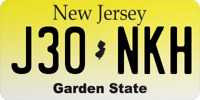 NJ license plate J30NKH