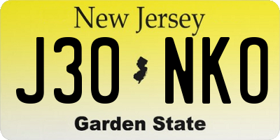 NJ license plate J30NKO