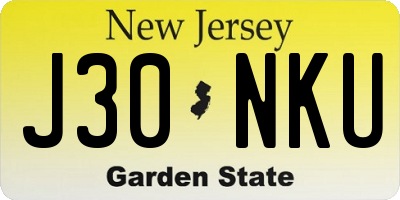 NJ license plate J30NKU