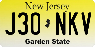 NJ license plate J30NKV