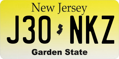 NJ license plate J30NKZ