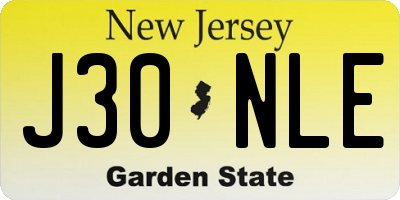 NJ license plate J30NLE
