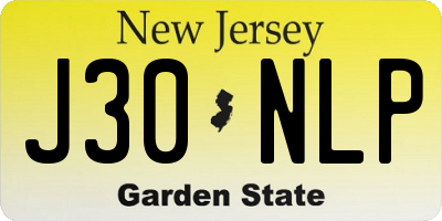 NJ license plate J30NLP
