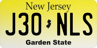 NJ license plate J30NLS