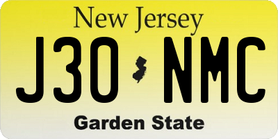 NJ license plate J30NMC