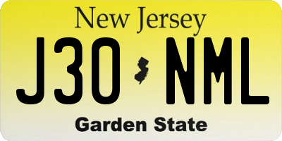 NJ license plate J30NML