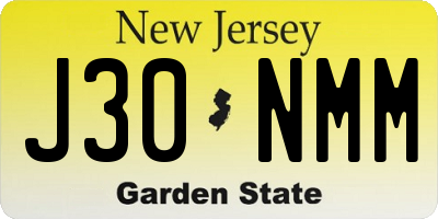 NJ license plate J30NMM