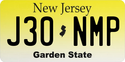 NJ license plate J30NMP