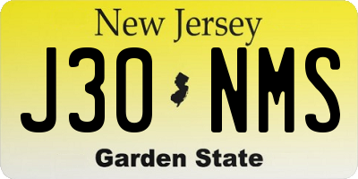 NJ license plate J30NMS