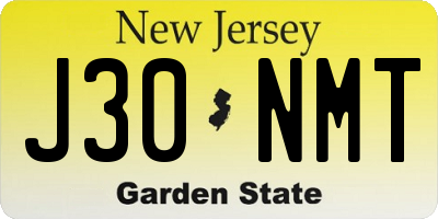 NJ license plate J30NMT