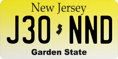 NJ license plate J30NND