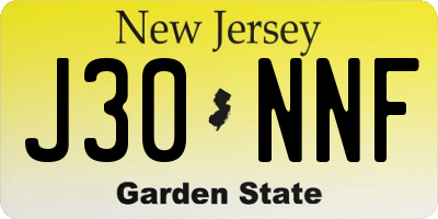 NJ license plate J30NNF