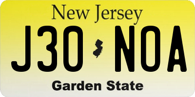 NJ license plate J30NOA