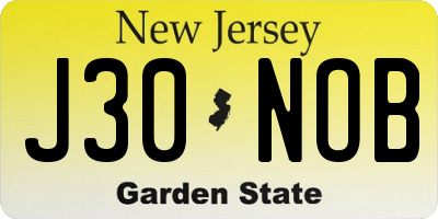 NJ license plate J30NOB