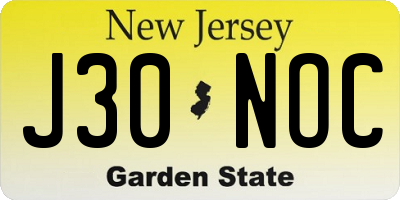NJ license plate J30NOC