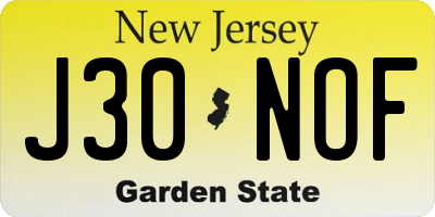 NJ license plate J30NOF