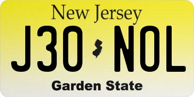 NJ license plate J30NOL