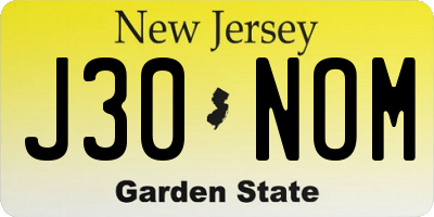 NJ license plate J30NOM
