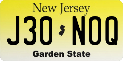 NJ license plate J30NOQ
