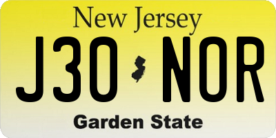 NJ license plate J30NOR
