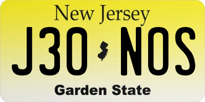 NJ license plate J30NOS