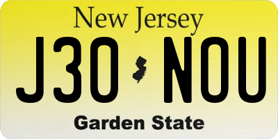 NJ license plate J30NOU