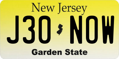 NJ license plate J30NOW