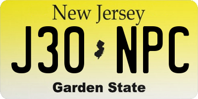 NJ license plate J30NPC