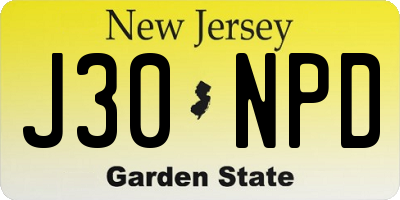 NJ license plate J30NPD