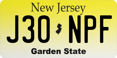 NJ license plate J30NPF