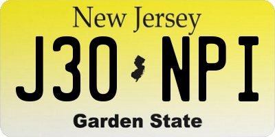 NJ license plate J30NPI