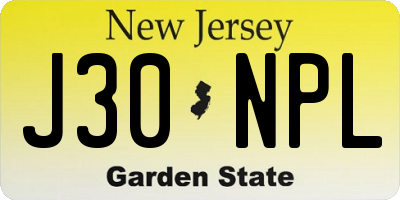 NJ license plate J30NPL