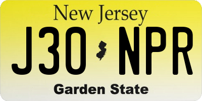 NJ license plate J30NPR