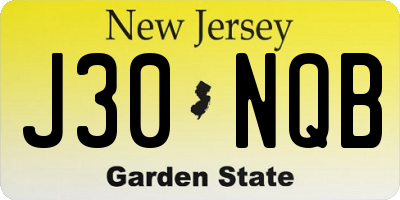 NJ license plate J30NQB