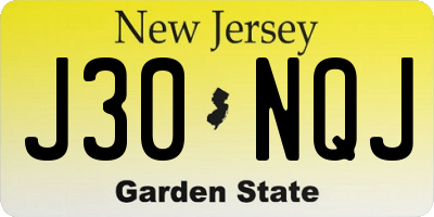 NJ license plate J30NQJ