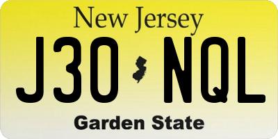 NJ license plate J30NQL