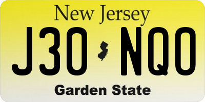 NJ license plate J30NQO