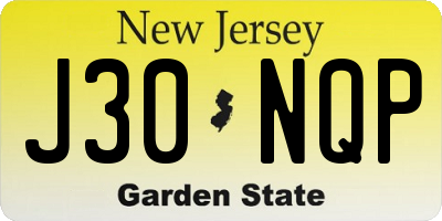 NJ license plate J30NQP