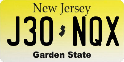 NJ license plate J30NQX