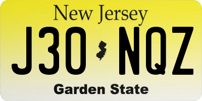 NJ license plate J30NQZ