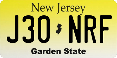 NJ license plate J30NRF