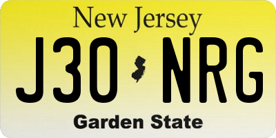 NJ license plate J30NRG