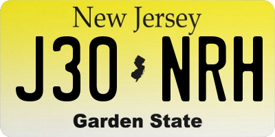 NJ license plate J30NRH