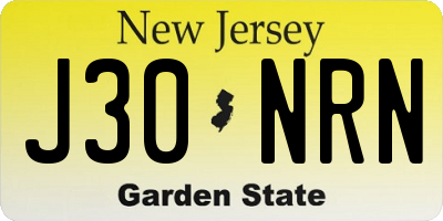 NJ license plate J30NRN
