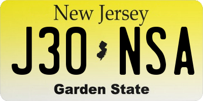 NJ license plate J30NSA