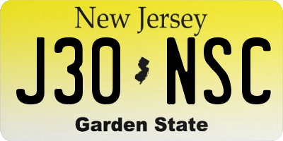 NJ license plate J30NSC