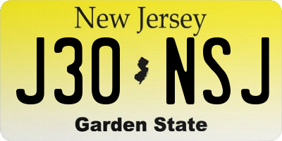NJ license plate J30NSJ